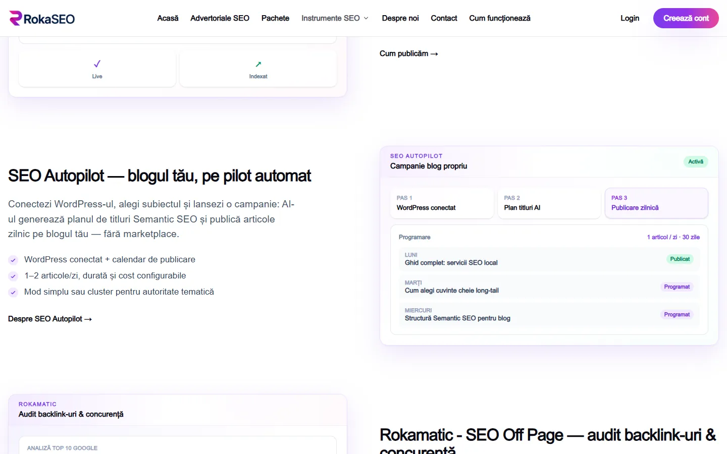 Campanie SEO Autopilot: WordPress conectat, plan de titluri AI, publicare zilnică programată