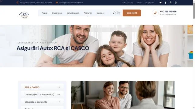 Antetul noii pagini RCA și CASCO Top Insurance Broker