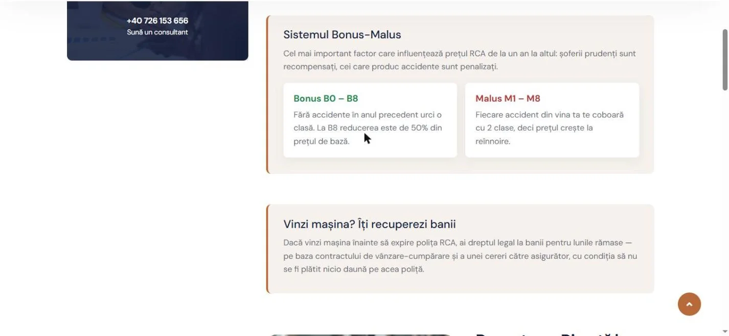 Casetele Sistemul Bonus-Malus și Vinzi mașina pe pagina RCA